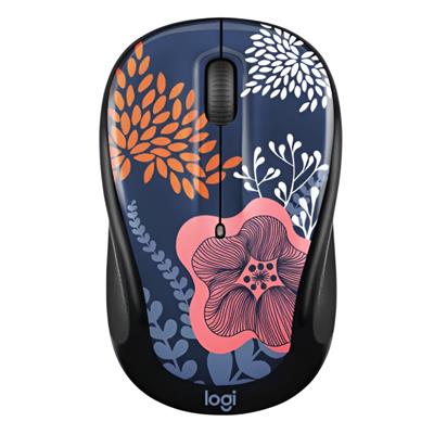 MOUSE INALAMBRICO LOGITECH M317C FOREST FLORAL AZUL Y NEGRO