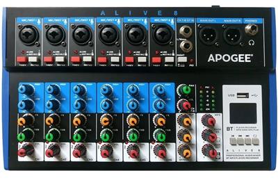 MIXER CONSOLA APOGEE ALIVE 8 USB BLUETOOTH 8 CANALES