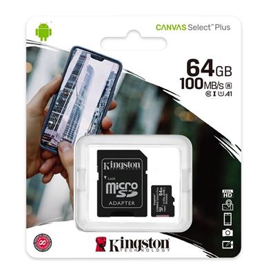 MEMORIA MICRO SD 64GB KINGSTON CANVAS SELECT PLUS C10