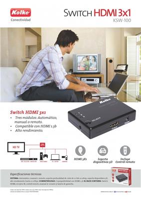 SWITCH HDMI SELECTIVO KOLKE KSW-100 3 EN 1