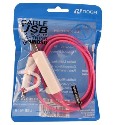 CABLE USB A MICRO USB - LIGHTNING NOGANET LUMINOSO