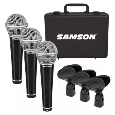 Kit X3 Microfono Dinamico Vocal R21S Samson Switch On-Off